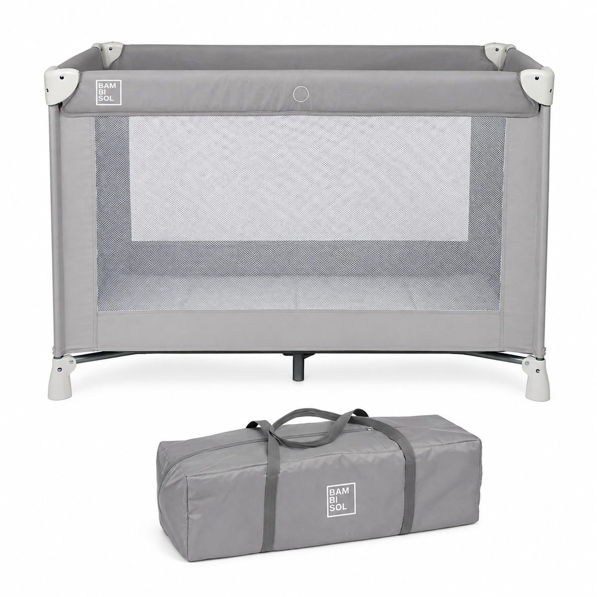 Lit parapluie bébé voyage 120x60 cm avec matelas — gris