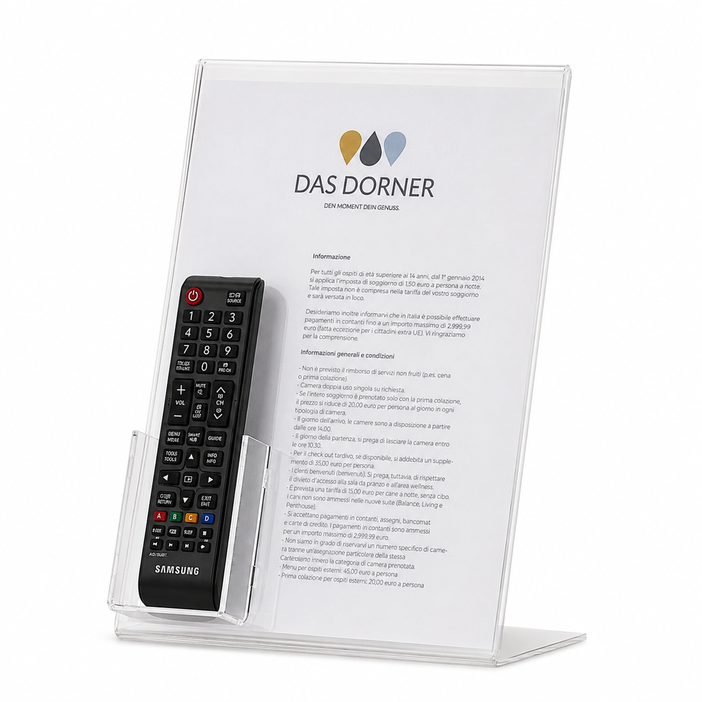 Chevalet de table plexiglas avec support télécommande