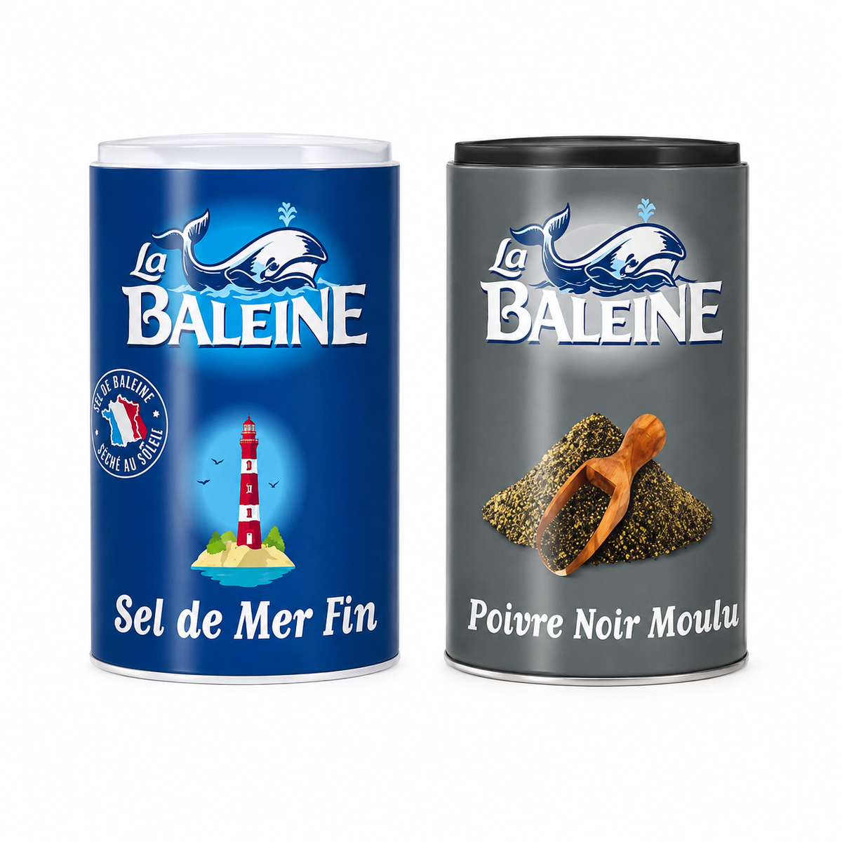 Duo mini sel de mer & poivre La Baleine — lot de 4
