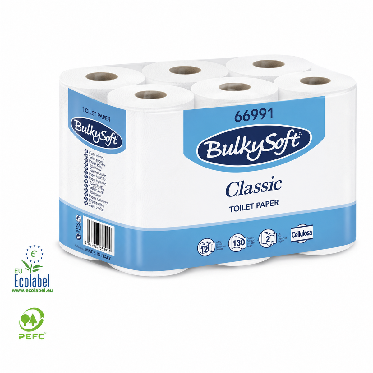 Papier toilette écologique 2 épaisseurs — Carton de 12 rouleaux