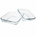 Set 2 plats carrés en verre — 22x22 et 28x28 cm