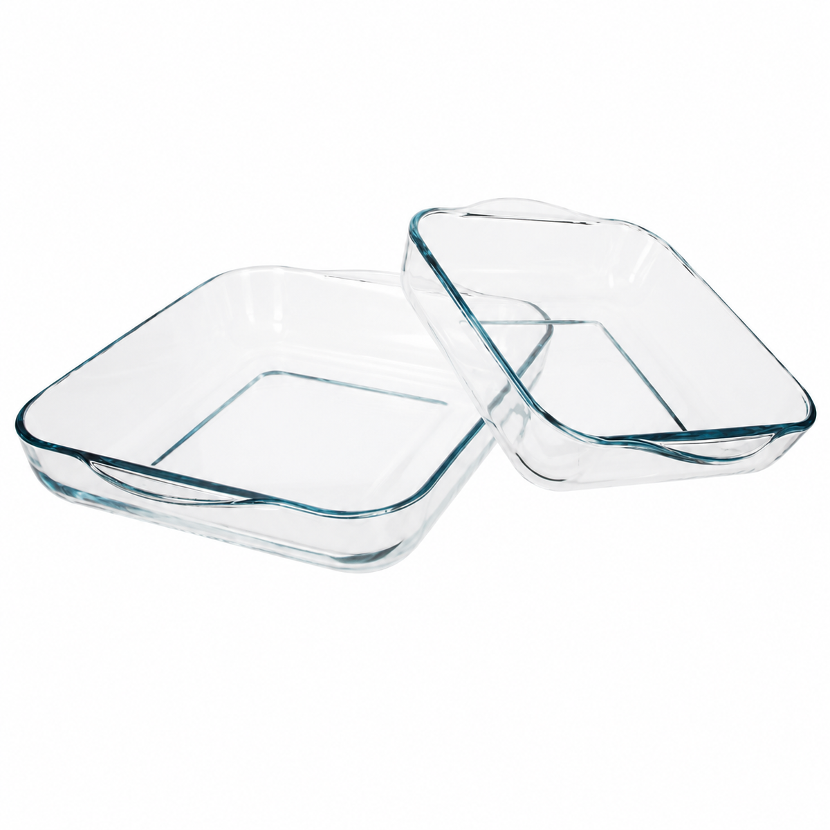Set 2 plats carrés en verre — 22x22 et 28x28 cm