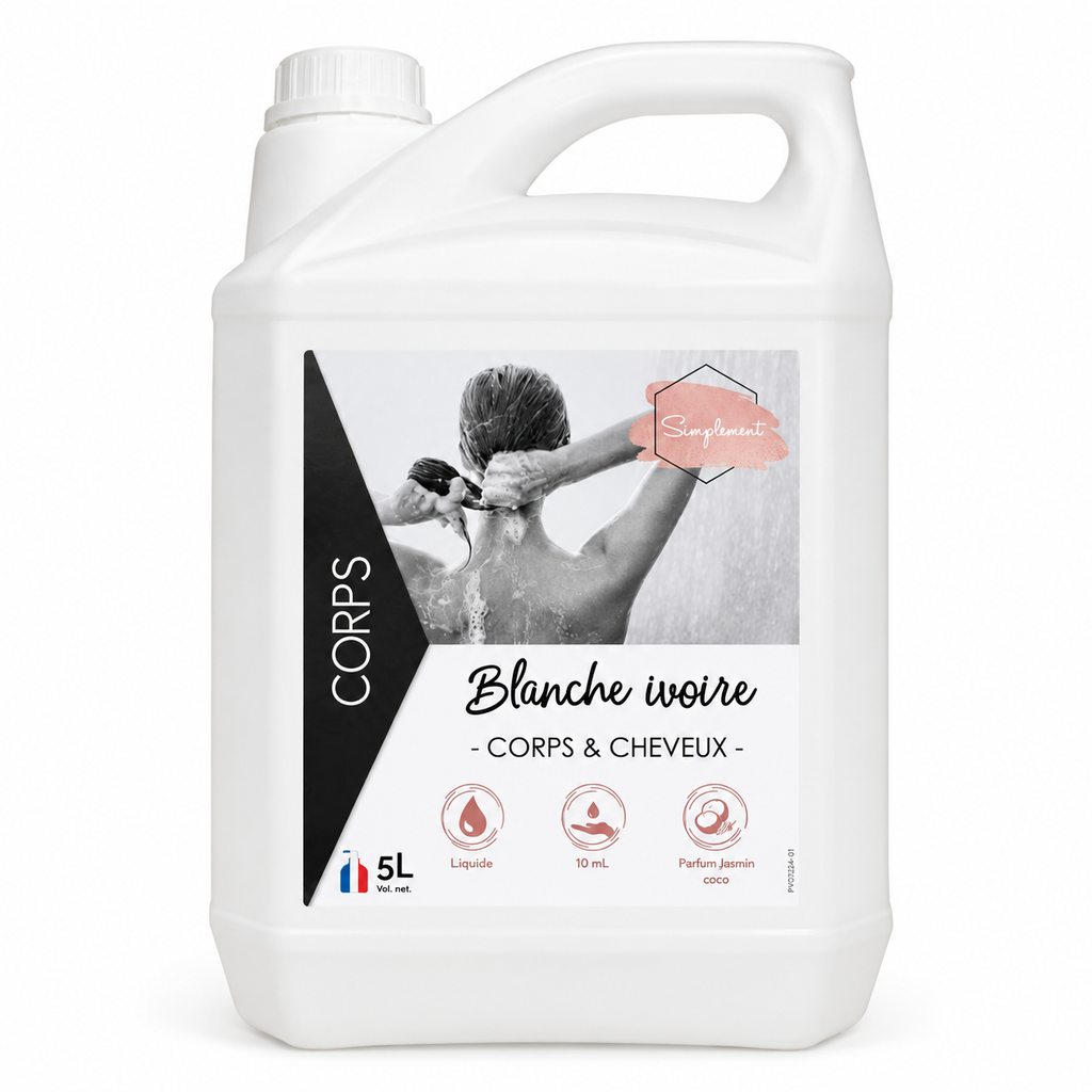 Gel douche corps et cheveux Jasmin Coco – Recharge 5 L