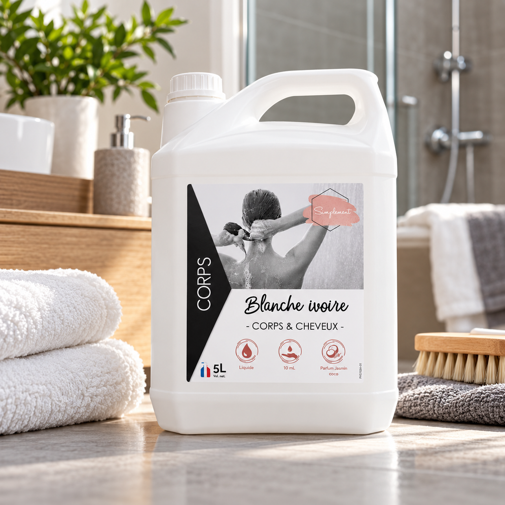 Gel douche corps et cheveux Jasmin Coco – Recharge 5 L