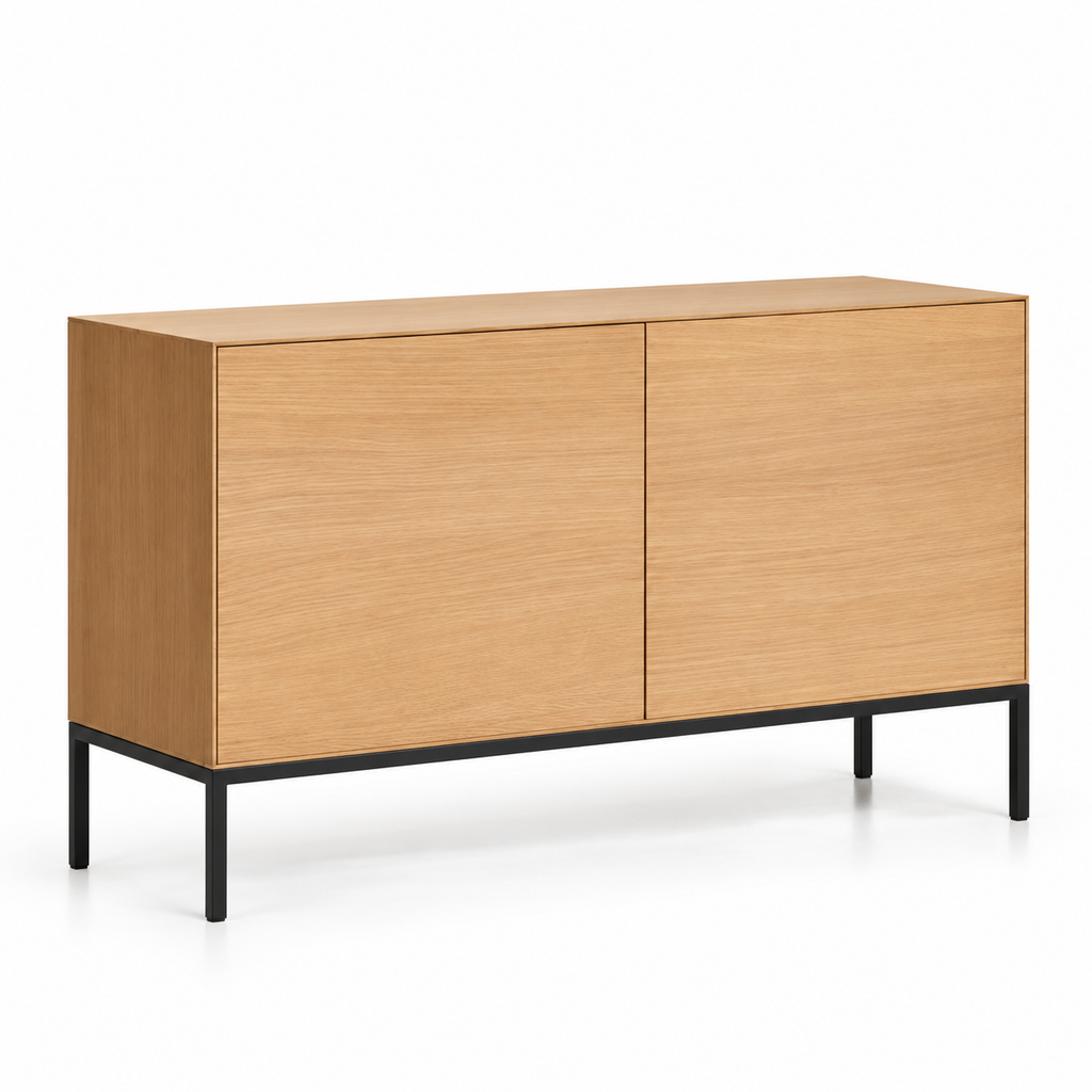 Buffet en MDF et placage chêne – 120 × 40 cm, marron