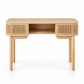 Bureau 2 portes en bois et cannage de rotin
