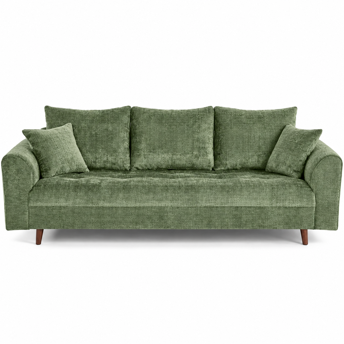 Canapé droit 3 places en velours texturé – Vert sauge