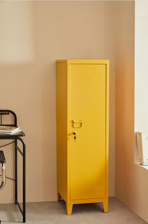 Armoire vestiaire en acier avec serrure à clé – Moutarde