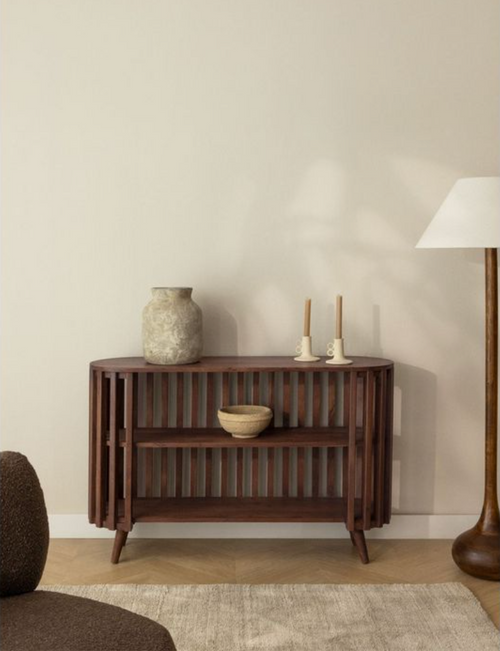 Buffet en bois d’acacia foncé – 120 × 35 cm