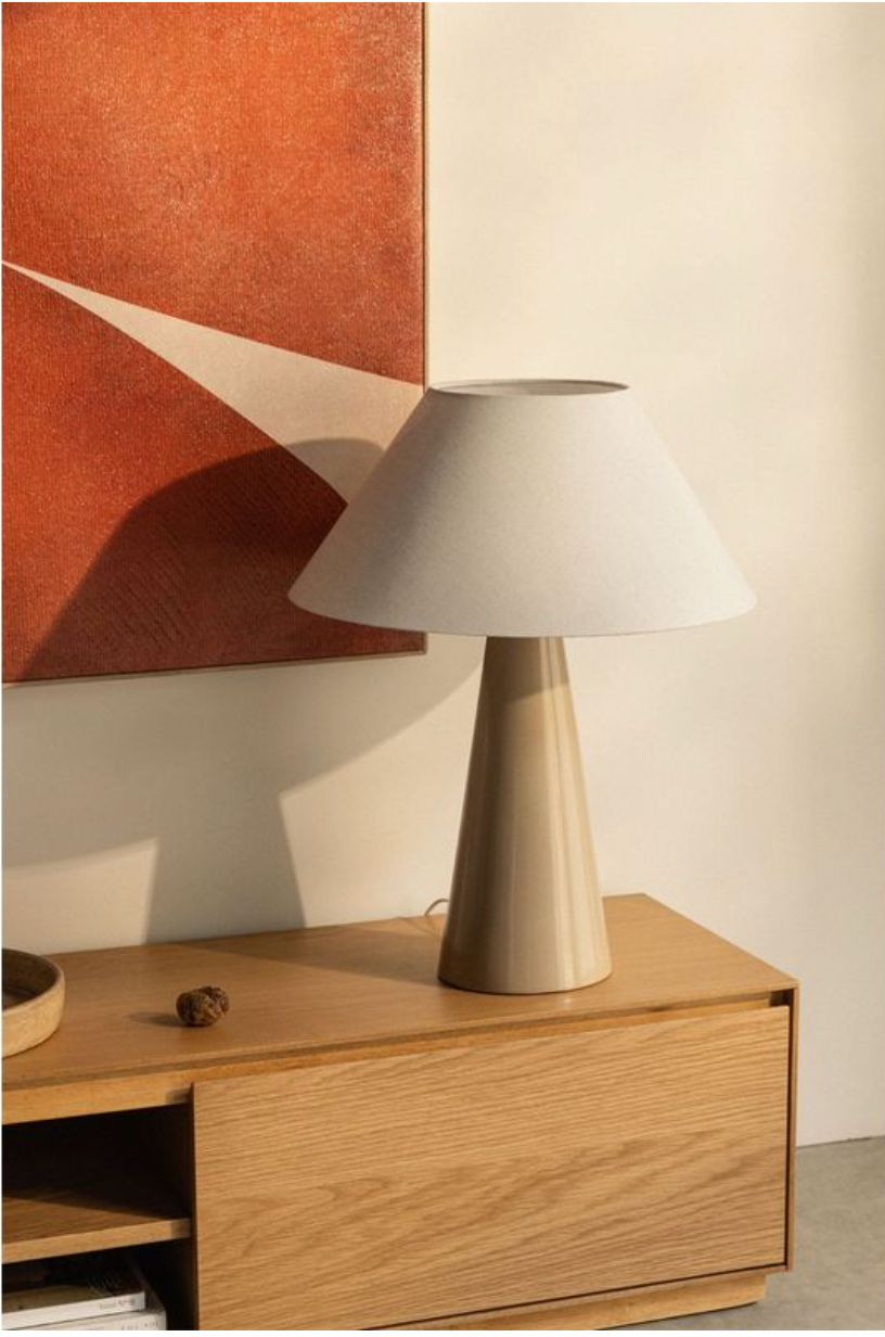 Lampe de table en céramique et lin – Beige, 60 cm
