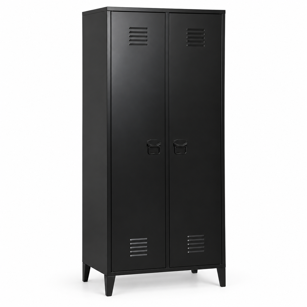 Armoire vestiaire 2 portes 80x180 cm en acier noir