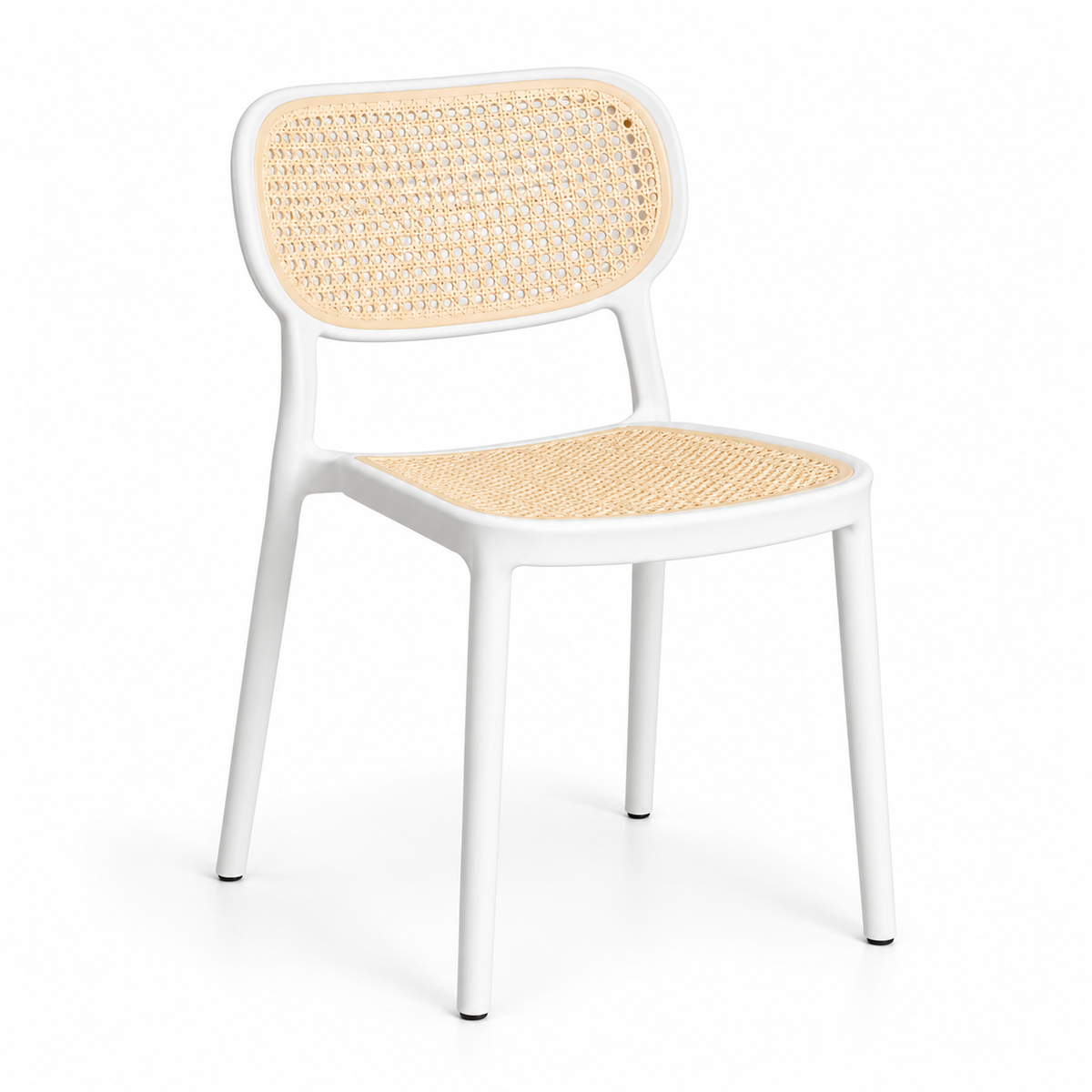 Chaise de salle à manger monobloc en polypropylène tressé blanche