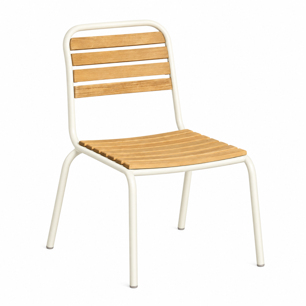 Chaise de salle à manger empilable en acier et bois d'acacia