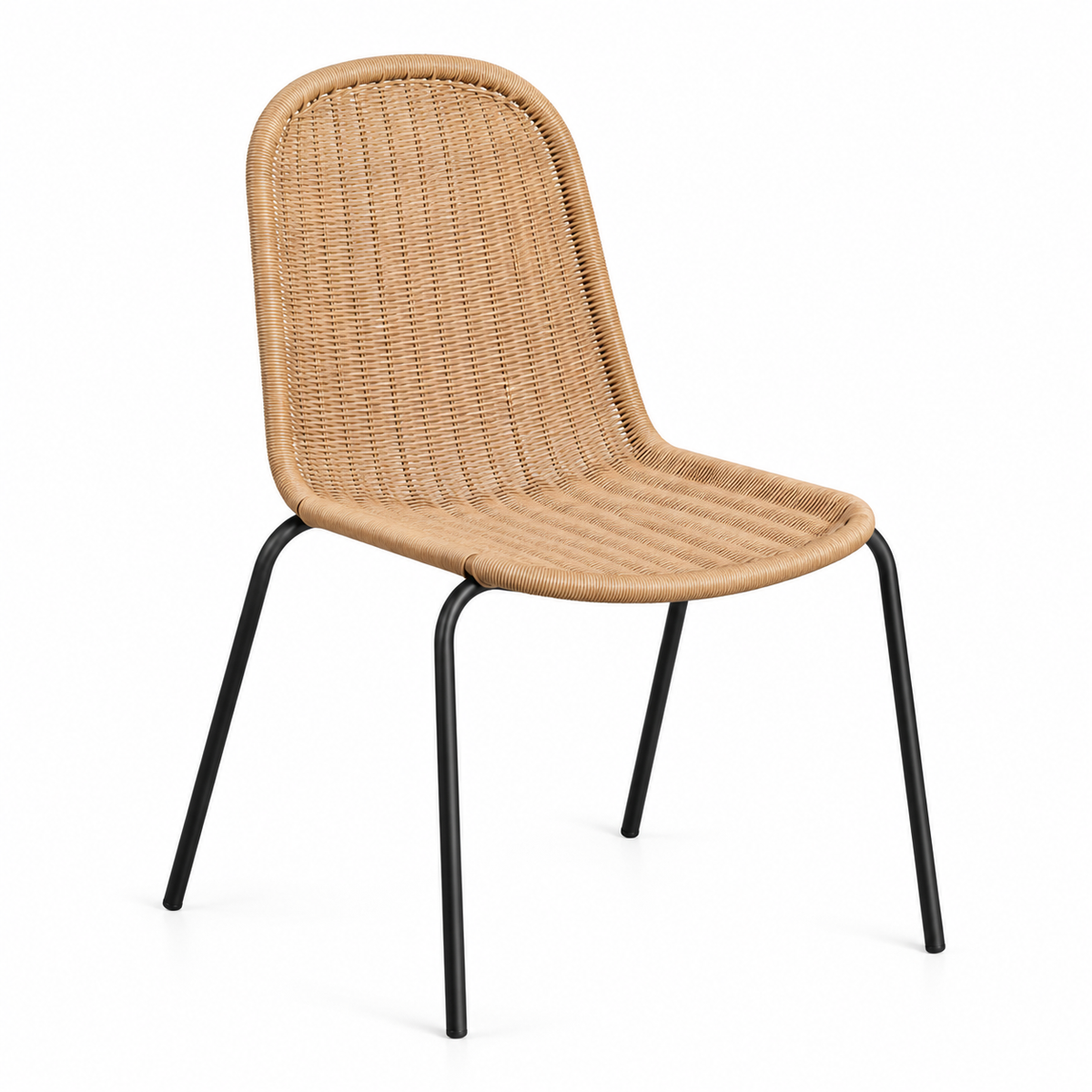 Chaise de salle à manger monobloc en rotin synthétique
