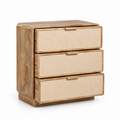 Commode 3 tiroirs 80x40 cm en bois de manguier et jute