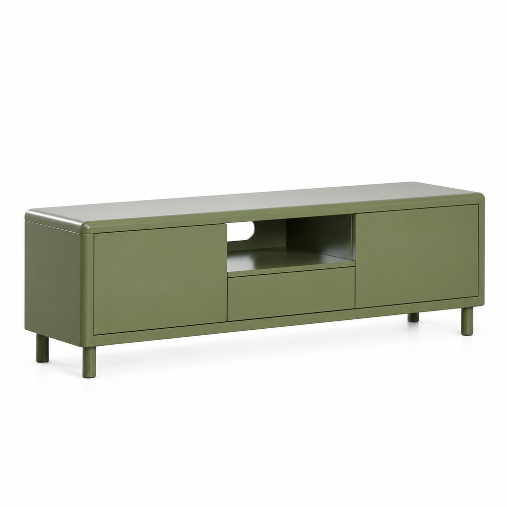 Meuble TV 150x40 cm en acier vert olive