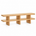 Meuble TV 150x35 cm en MDF placage frêne marron cendré