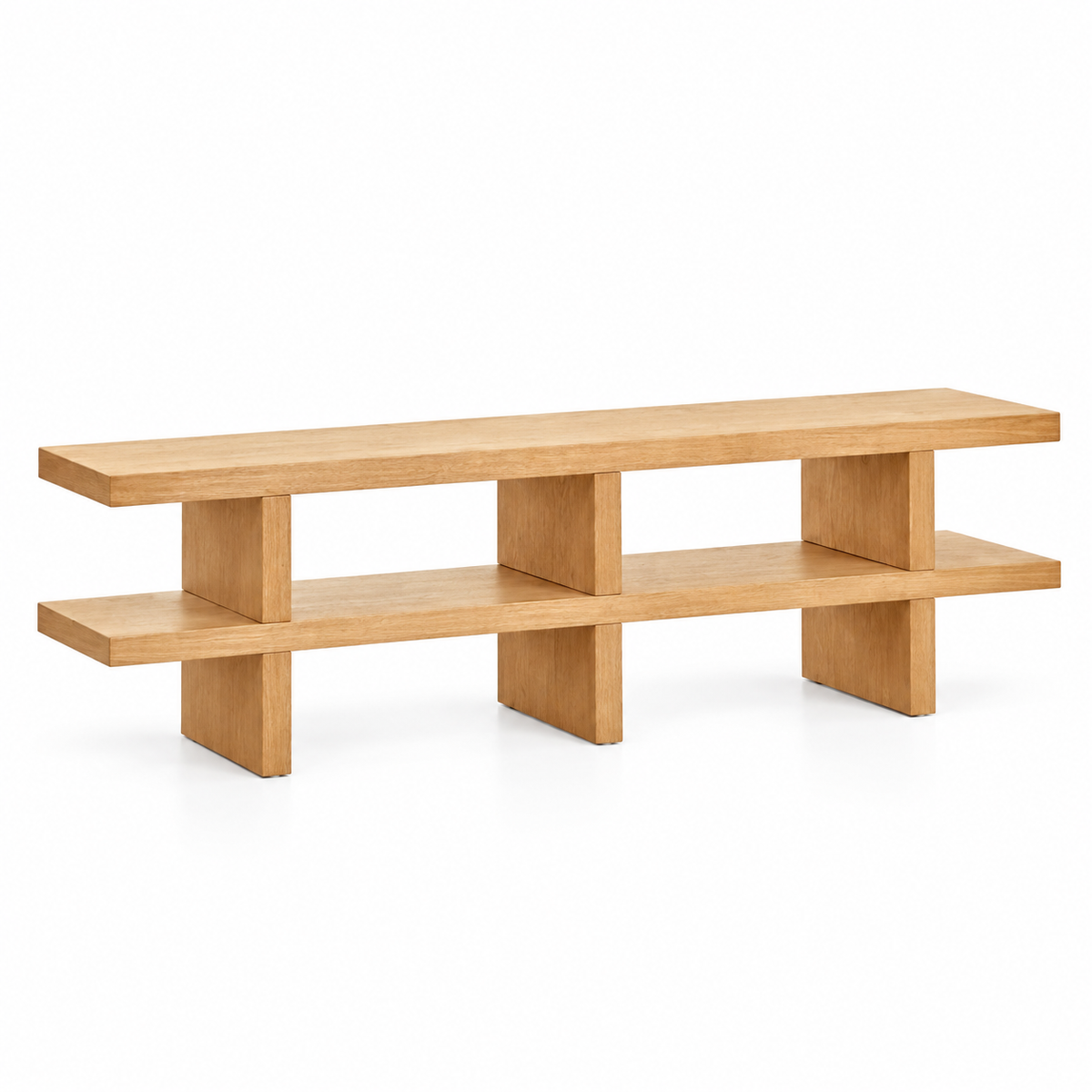 Meuble TV 150x35 cm en MDF placage frêne marron cendré