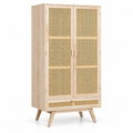 Armoire avec tiroir en bois de paulownia et rotin