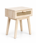 Table de chevet 45x30 cm avec tiroir en paulownia et rotin