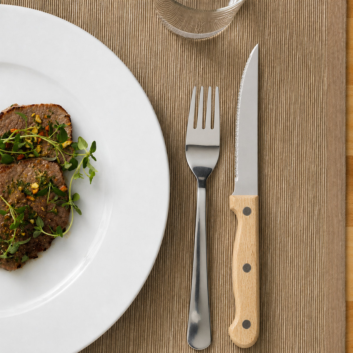 Couteaux à steak bois et inox — lot de 6