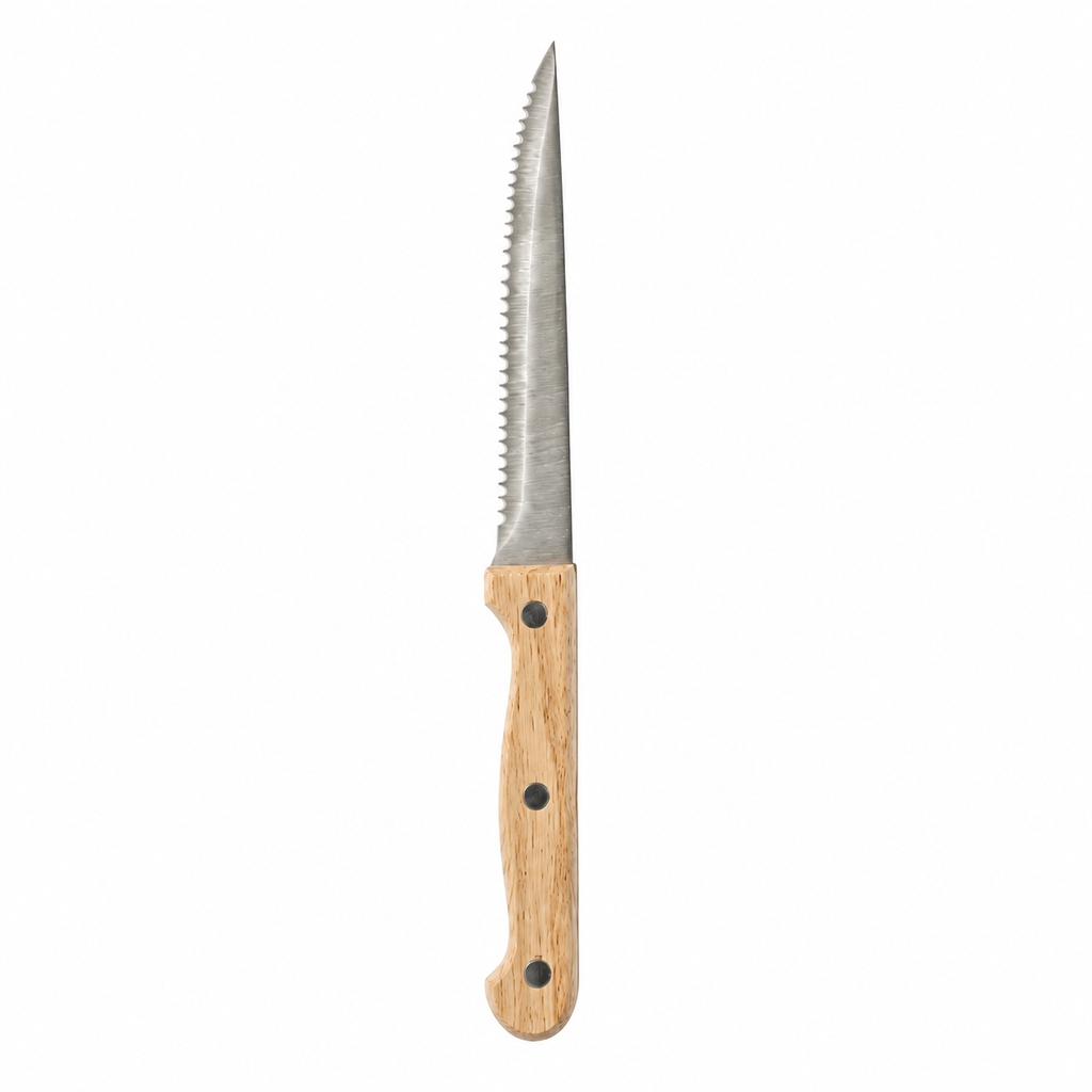 Couteaux à steak bois et inox — lot de 6