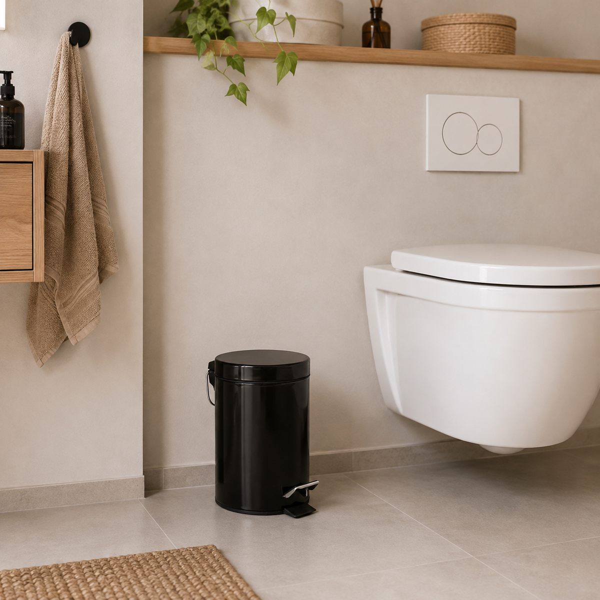 Poubelle salle de bain à pédale 3 L — métal