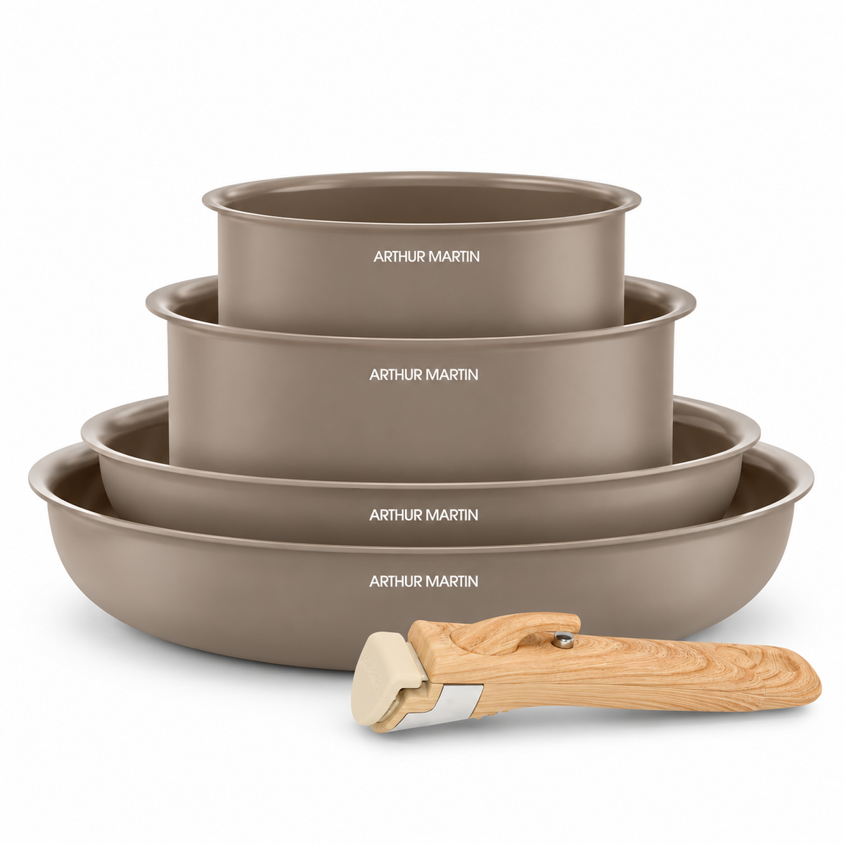 Batterie de cuisine 5 pièces en aluminium et céramique – Marron