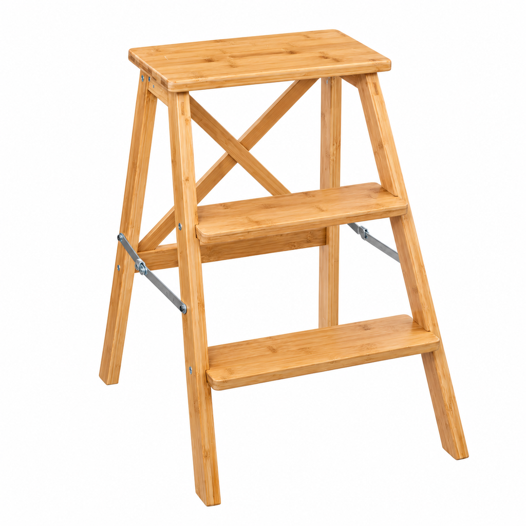 Marchepied pliant 3 marches en bambou