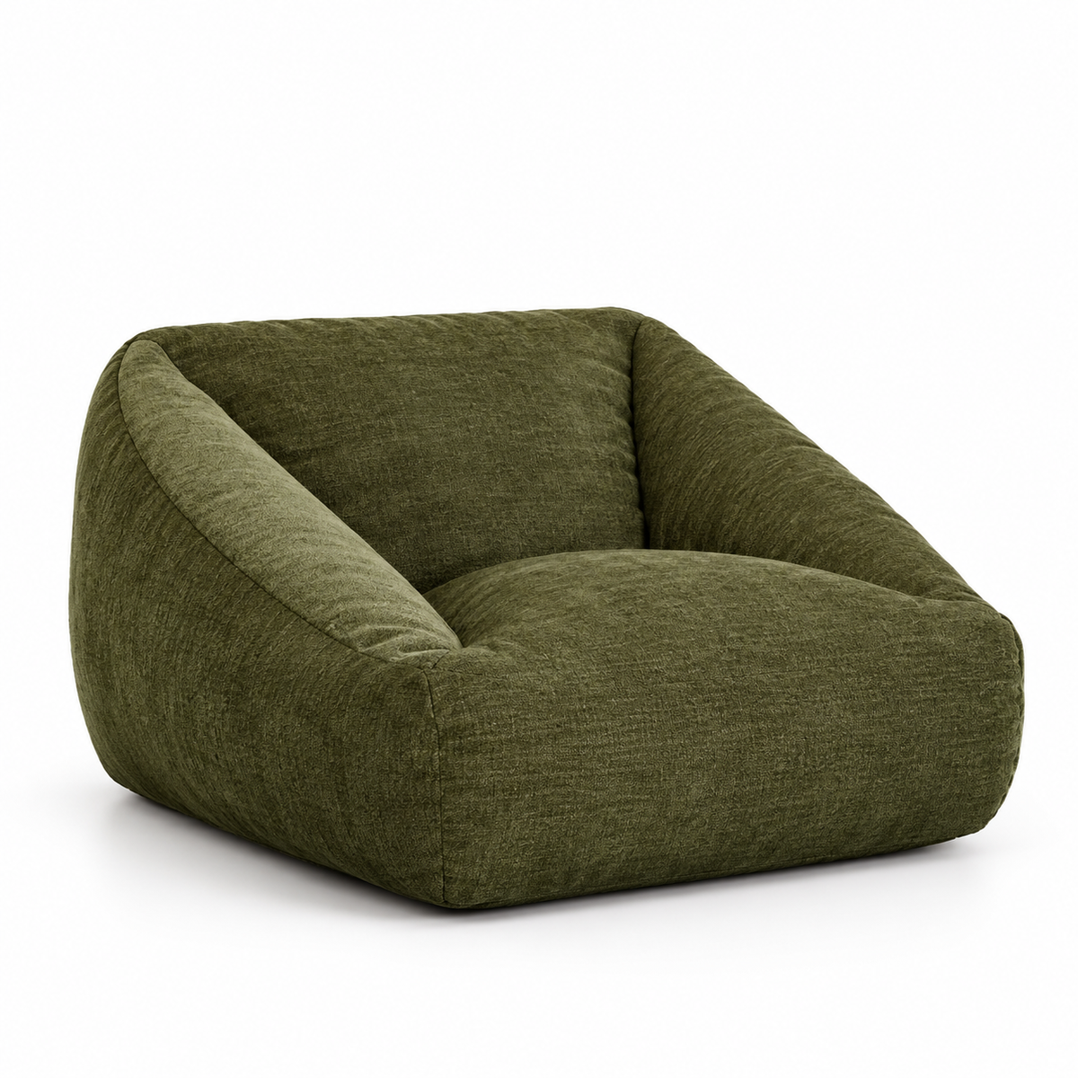Fauteuil pouf en chenille – Vert sauge
