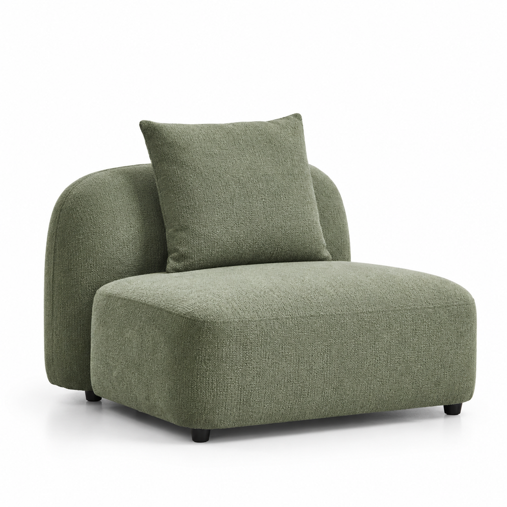 Module central de canapé en chenille – Vert sauge, 1 place