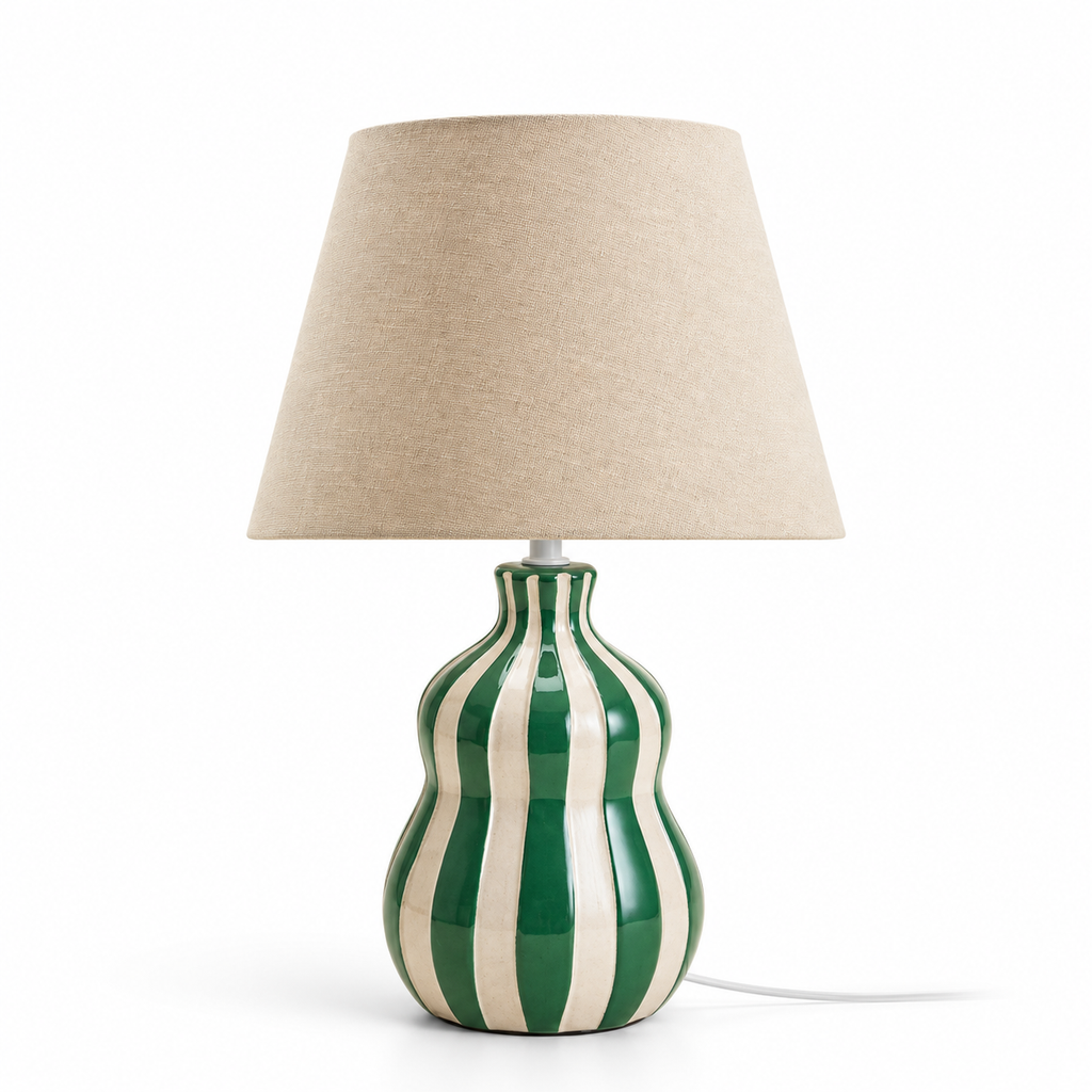 Lampe de table 40 cm en céramique et lin