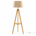 Lampadaire trépied en bambou et abat-jour polyester 158 cm