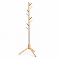 Porte-manteau sur pied en bois de pin naturel – 8 points de suspension