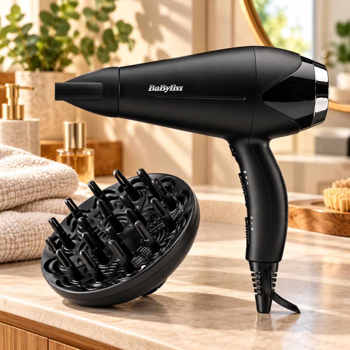 Sèche-cheveux ionique 2 200 W avec diffuseur – Noir
