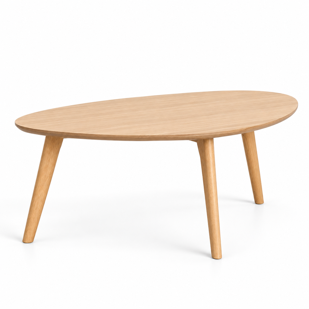 Table d’appoint ovale en MDF et bois de chêne naturel