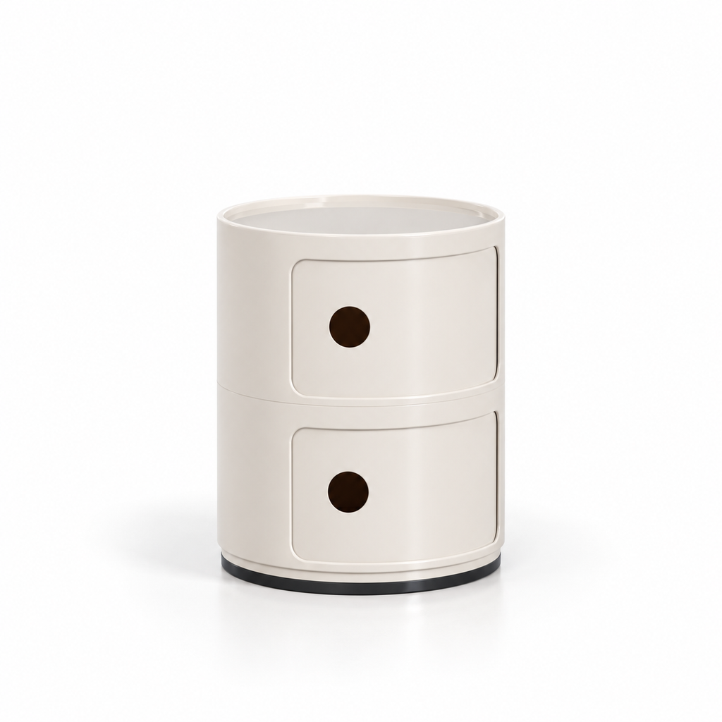 Table d'appoint ronde avec étagères en ABS beige