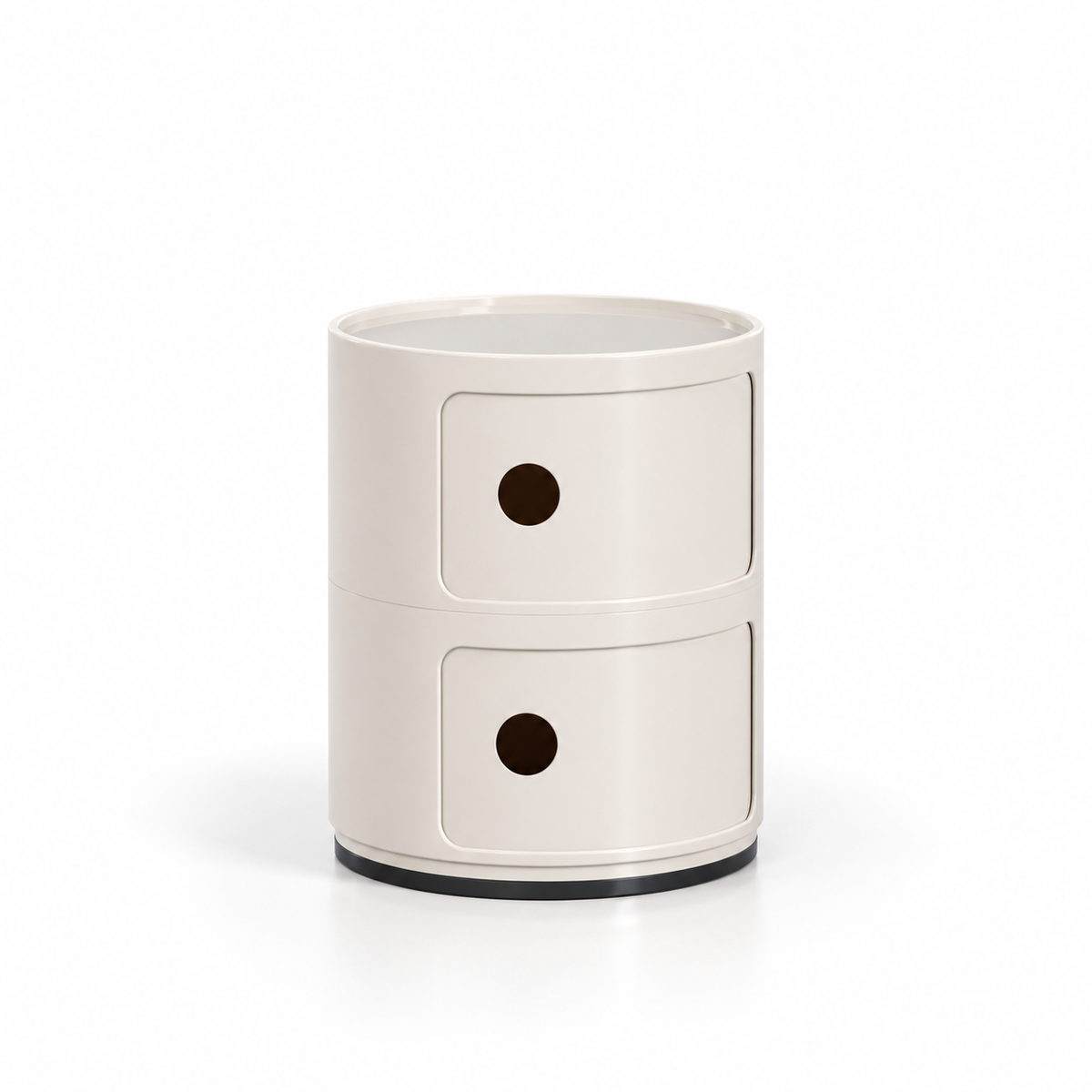 Table d'appoint ronde avec étagères en ABS beige