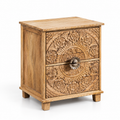 Table de chevet en bois de manguier à 2 tiroirs – 40 × 30 cm
