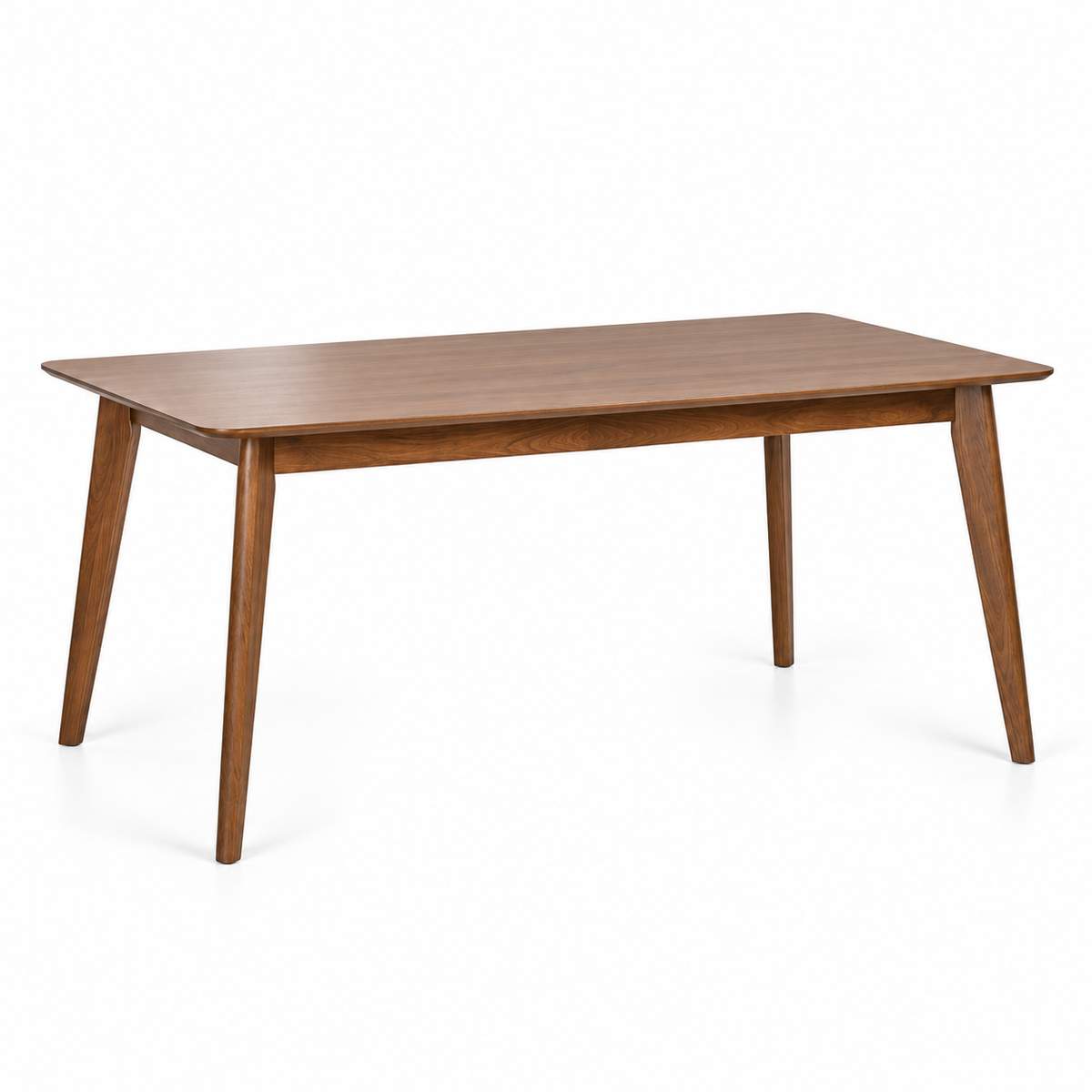 Table à manger rectangulaire en MDF et hévéa – 150 × 90 cm, bois foncé