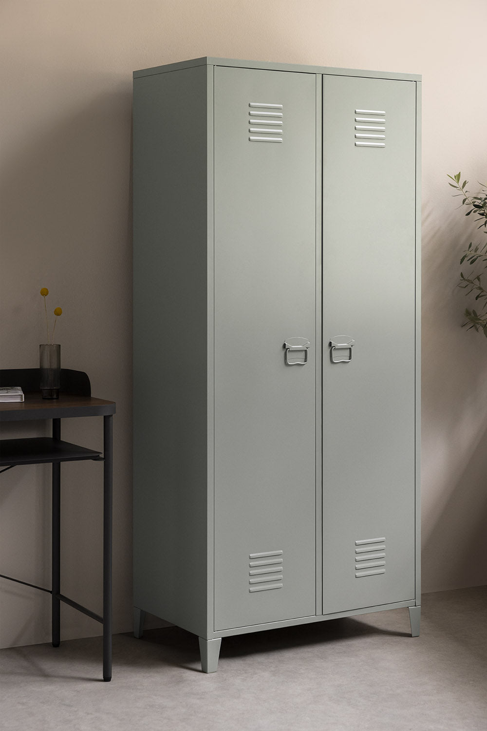 Armoire vestiaire 2 portes 80x180 cm en acier vert kaki