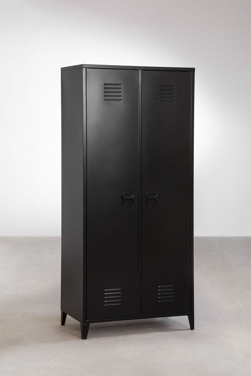 Armoire vestiaire 2 portes 80x180 cm en acier noir