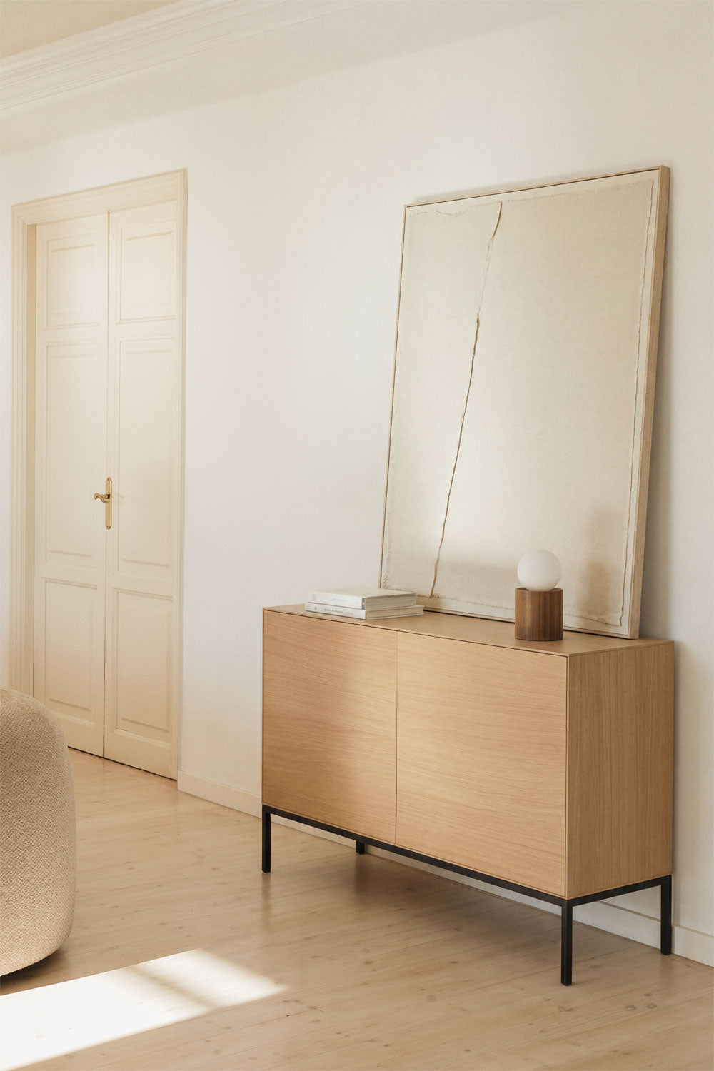 Buffet en MDF et placage chêne – 120 × 40 cm, marron