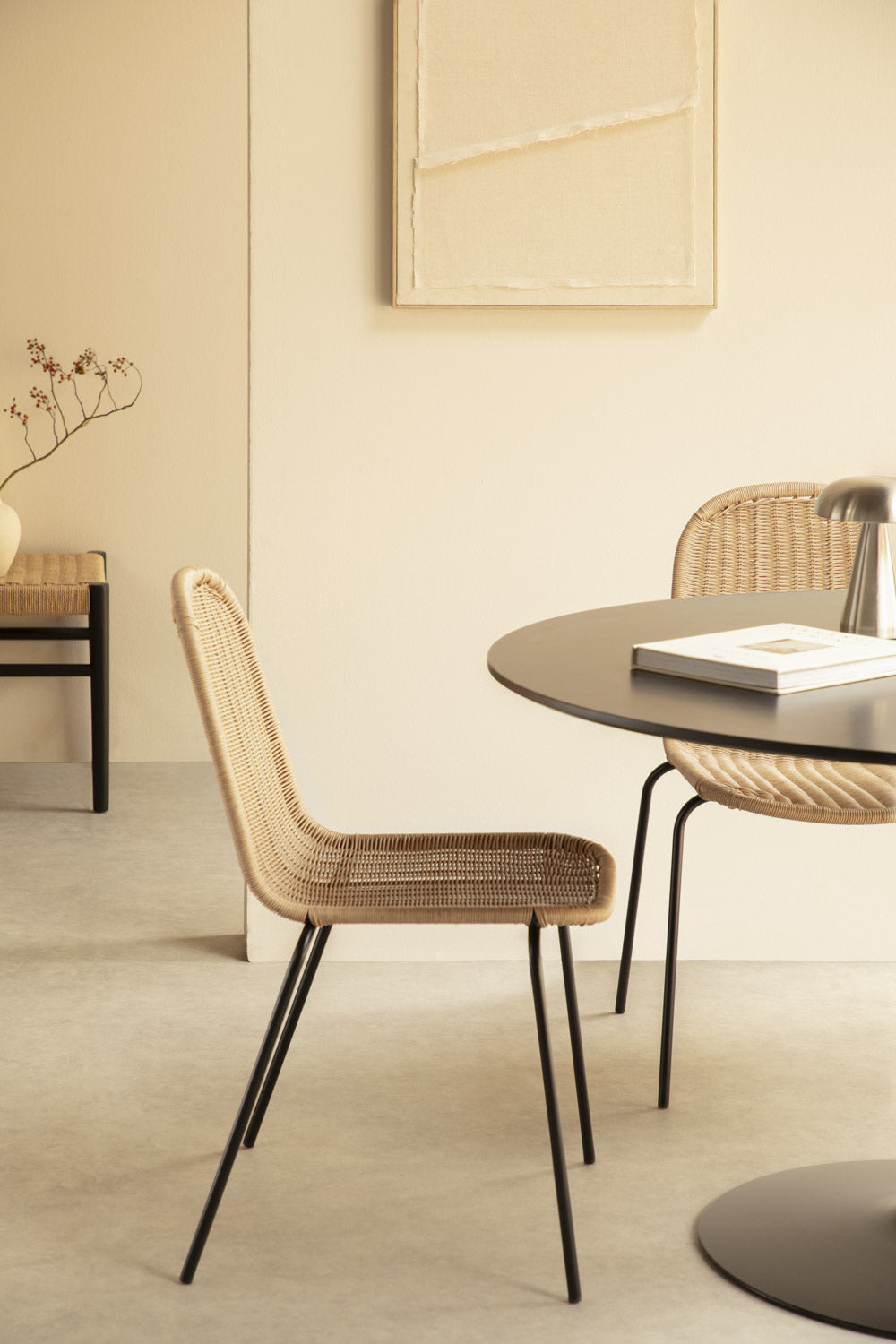 Chaise de salle à manger monobloc en rotin synthétique