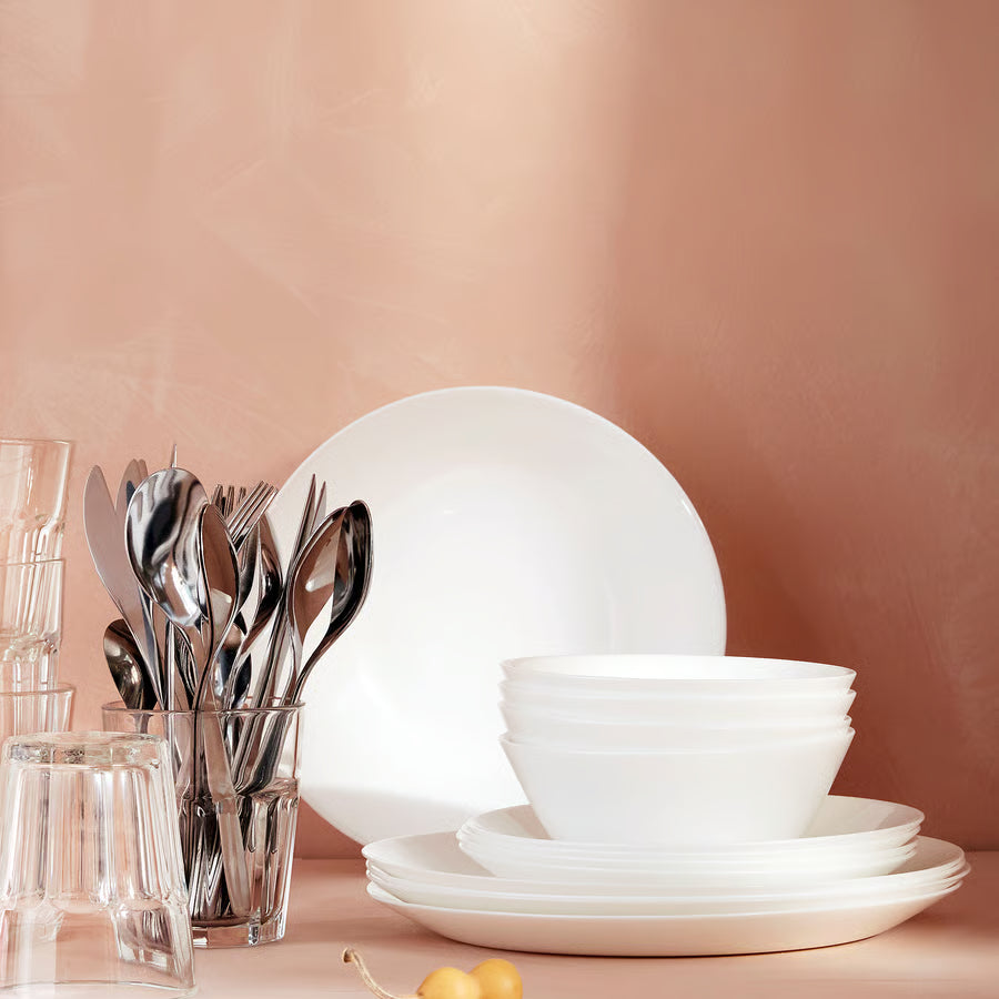 Assiettes plates blanches D25 cm — lot de 6