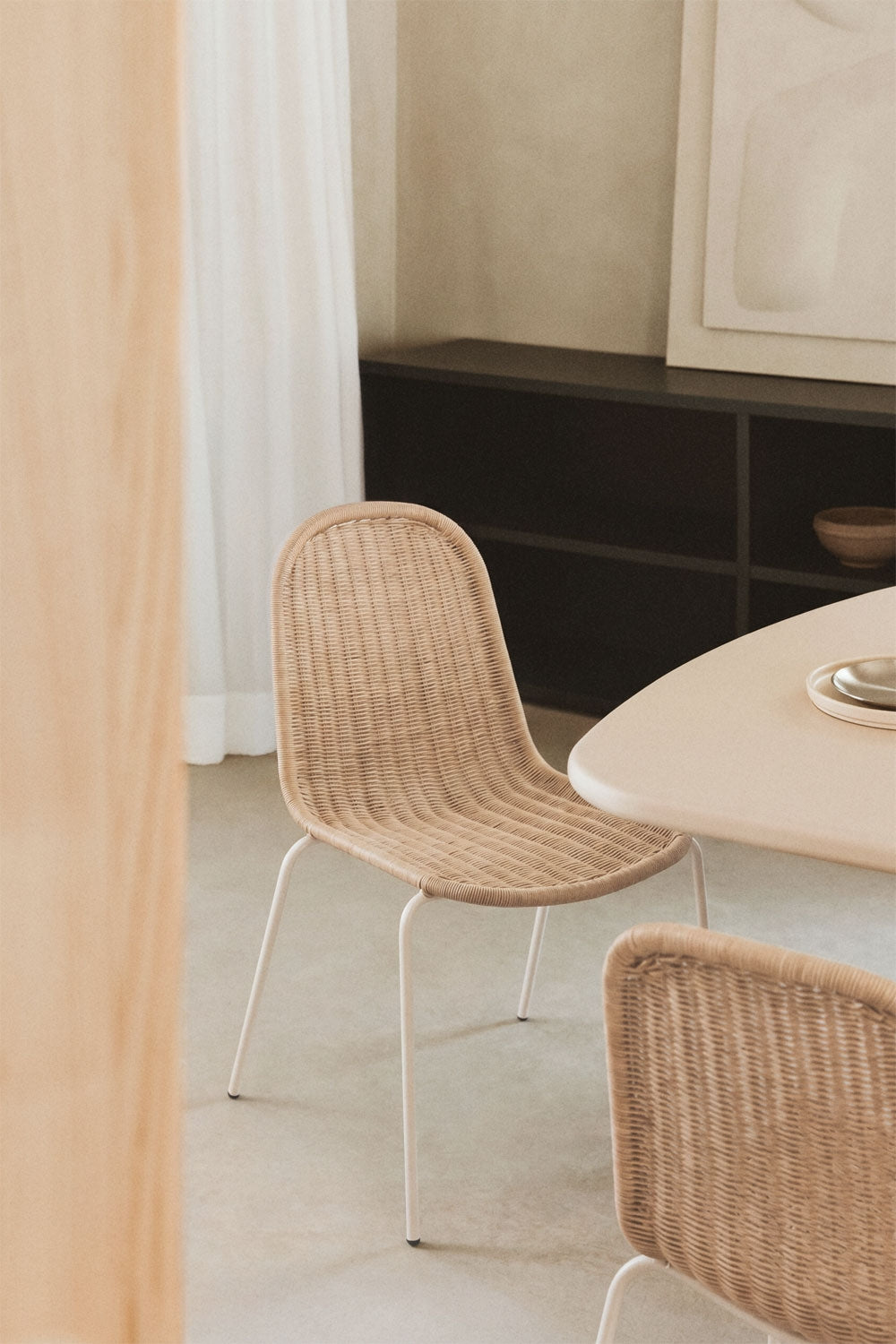 Chaise de salle à manger monobloc en rotin synthétique