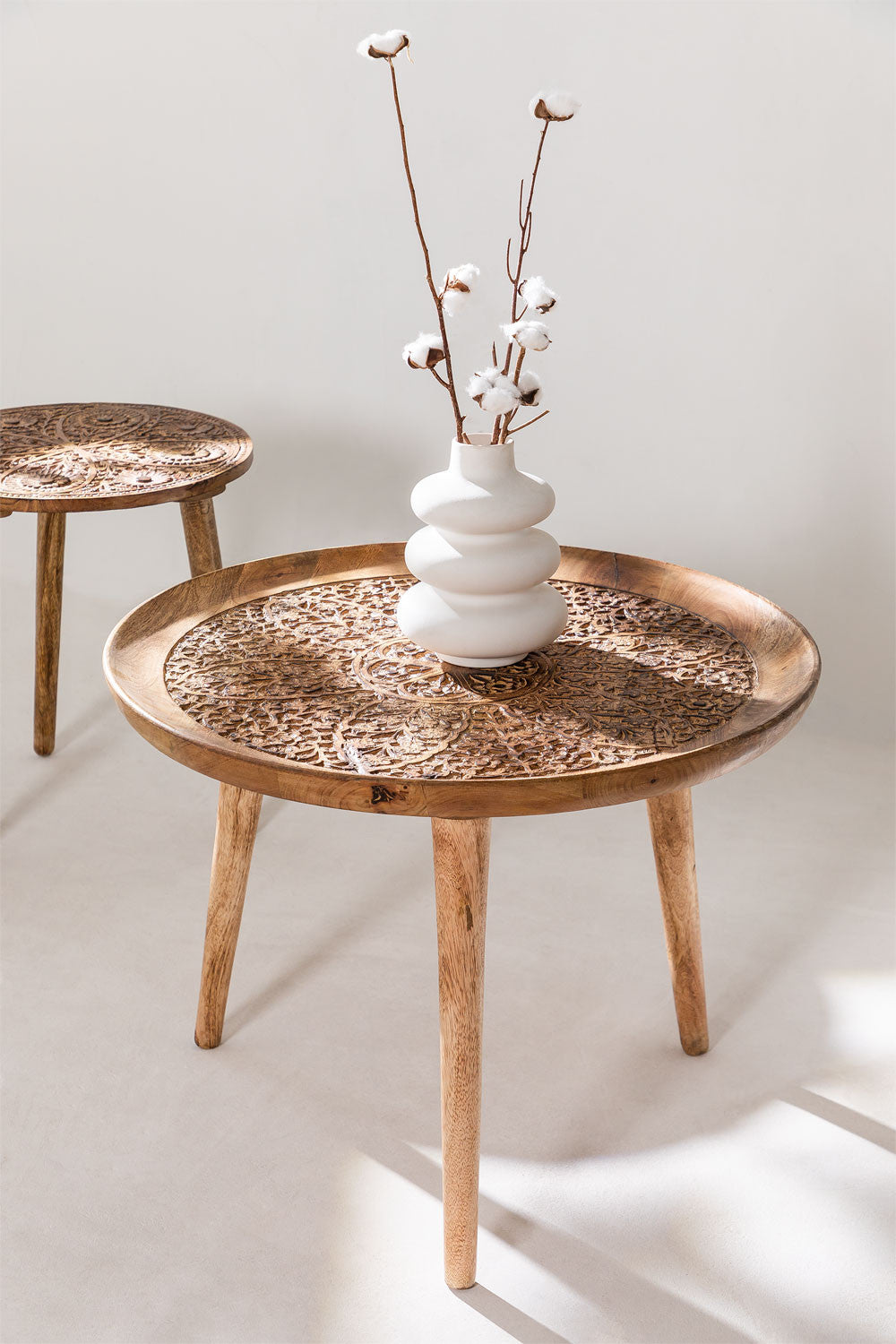 Table d'appoint ronde Ø60 cm en bois de manguier