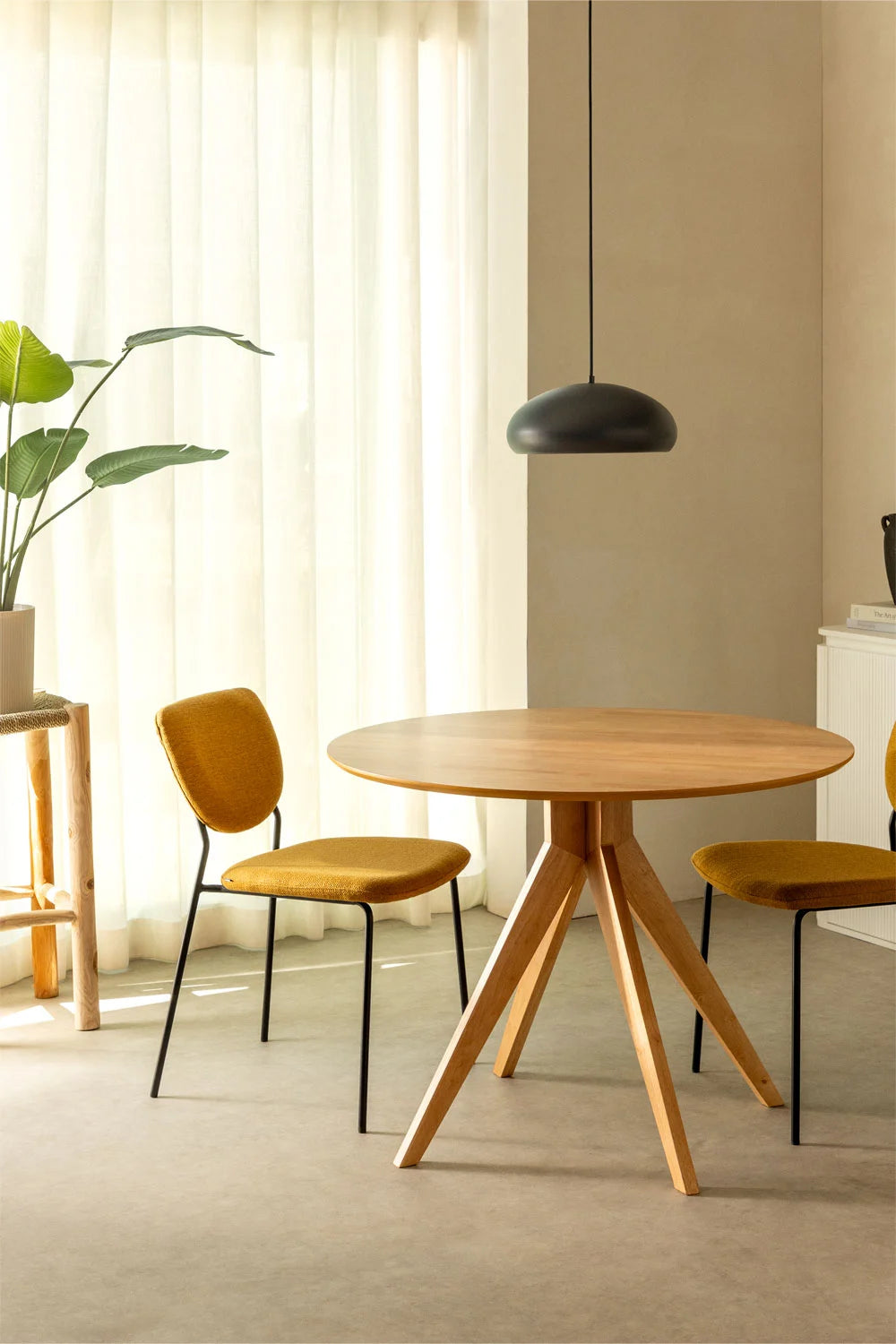 Table à manger ronde Ø100 cm en MDF et bois d'hévéa