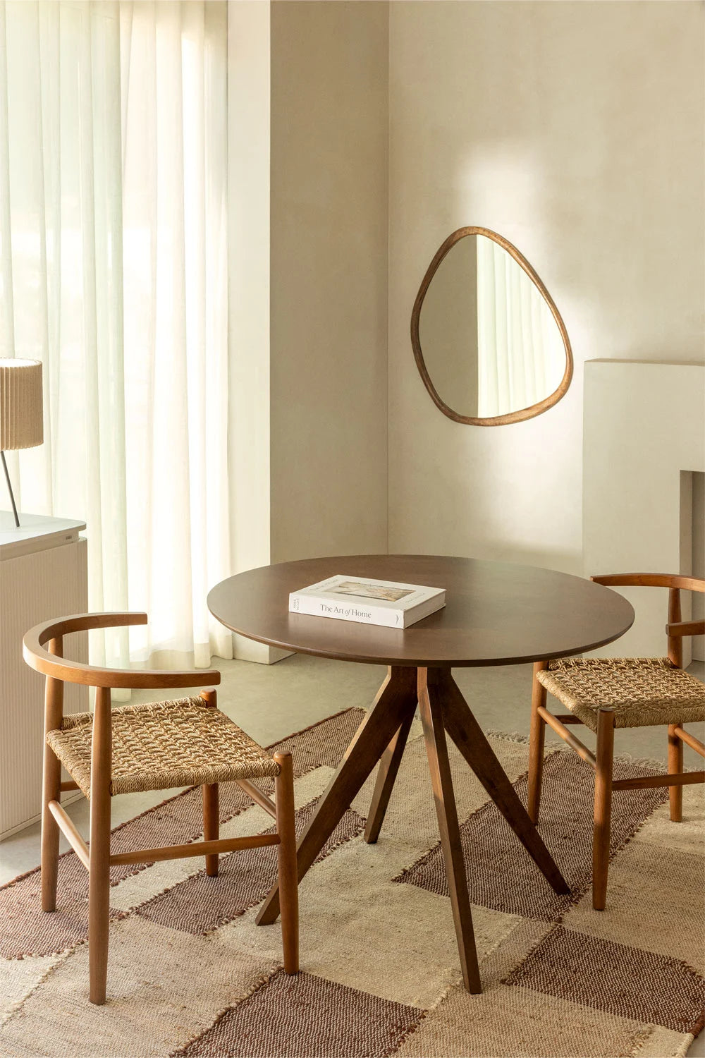 Table à manger ronde Ø100 cm en MDF et bois d'hévéa